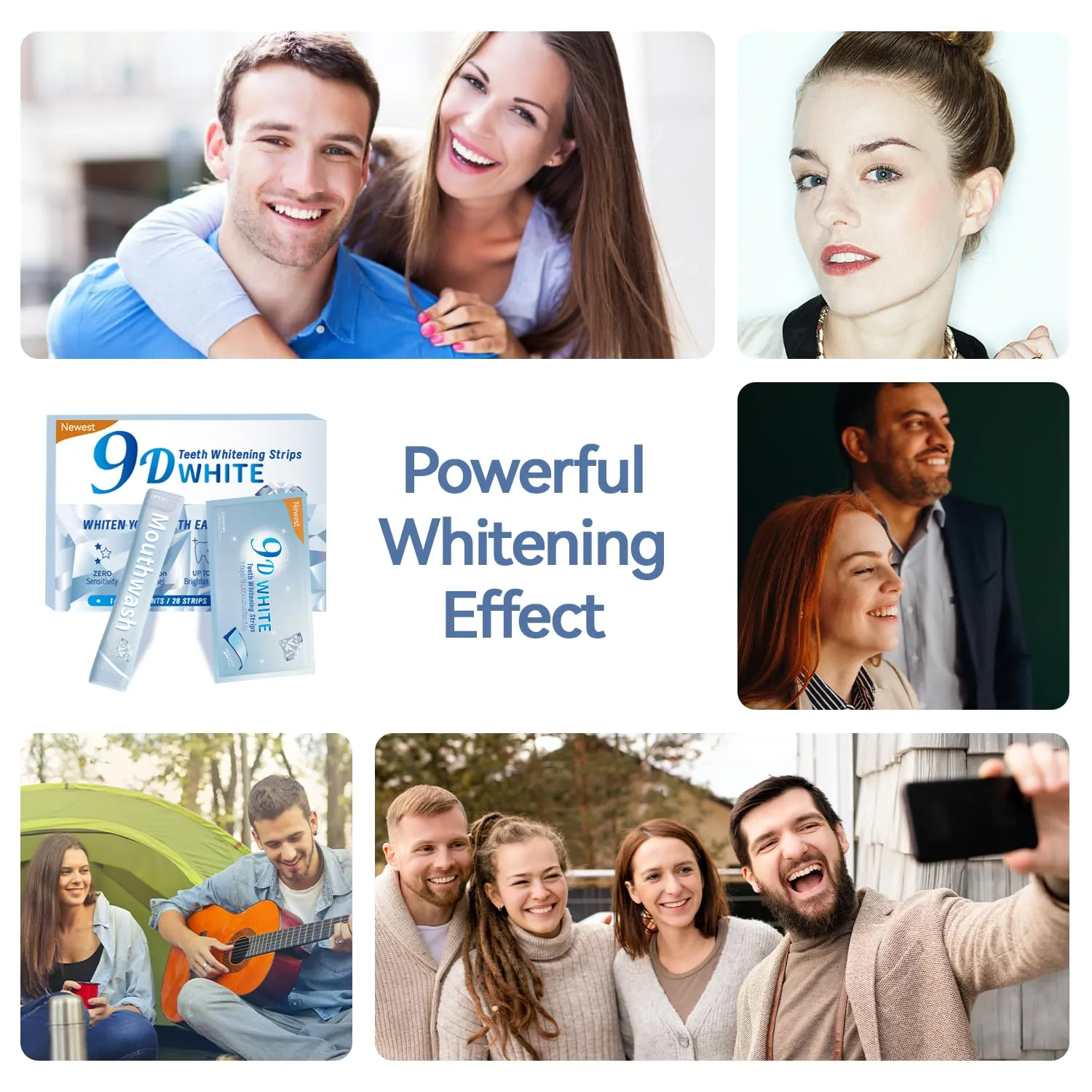 Teeth Whitening Strips - Somall 2024 Newest 9D Professional Dental Formula - Enamel Safe Whitening Without The Sensitivity - 14 Treatments with 28 Strips   mouthwash Given*14
