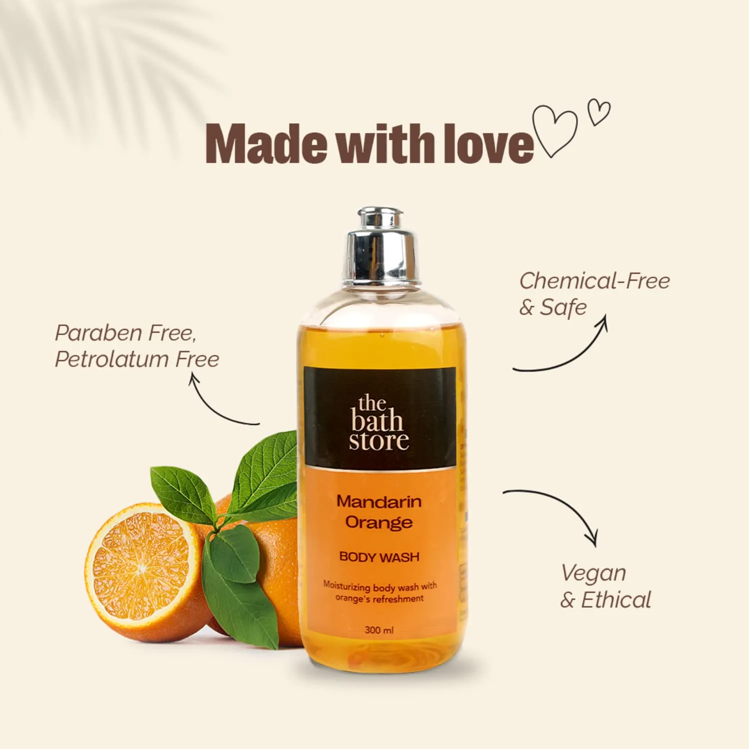 The Bath Store Mandarin Orange Body Wash - Deeply Cleansing | Nourishing Liquid Soap | Men and Women - 300ml (Pack of 5)