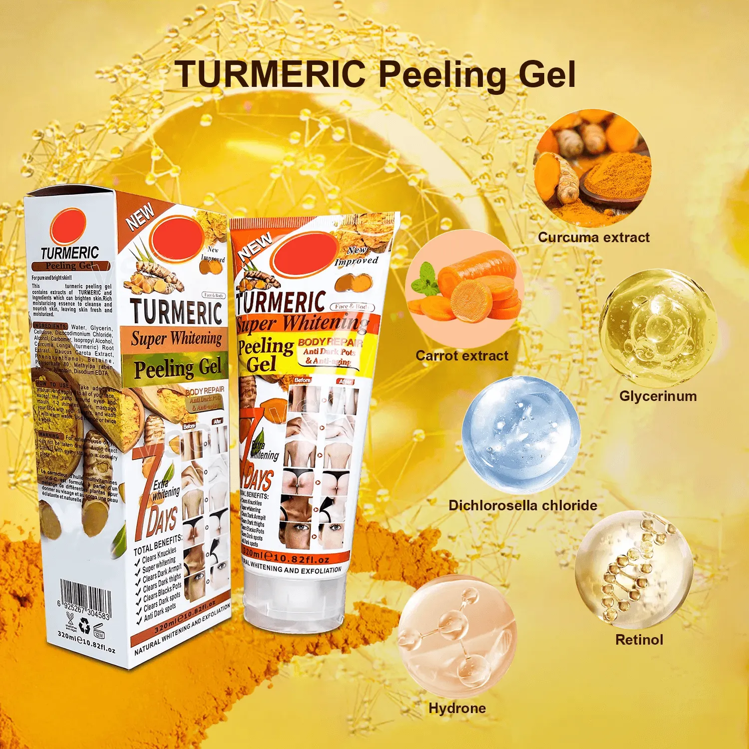 Veet Gold Turmeric Super Whitening Peeling Gel - 320ml