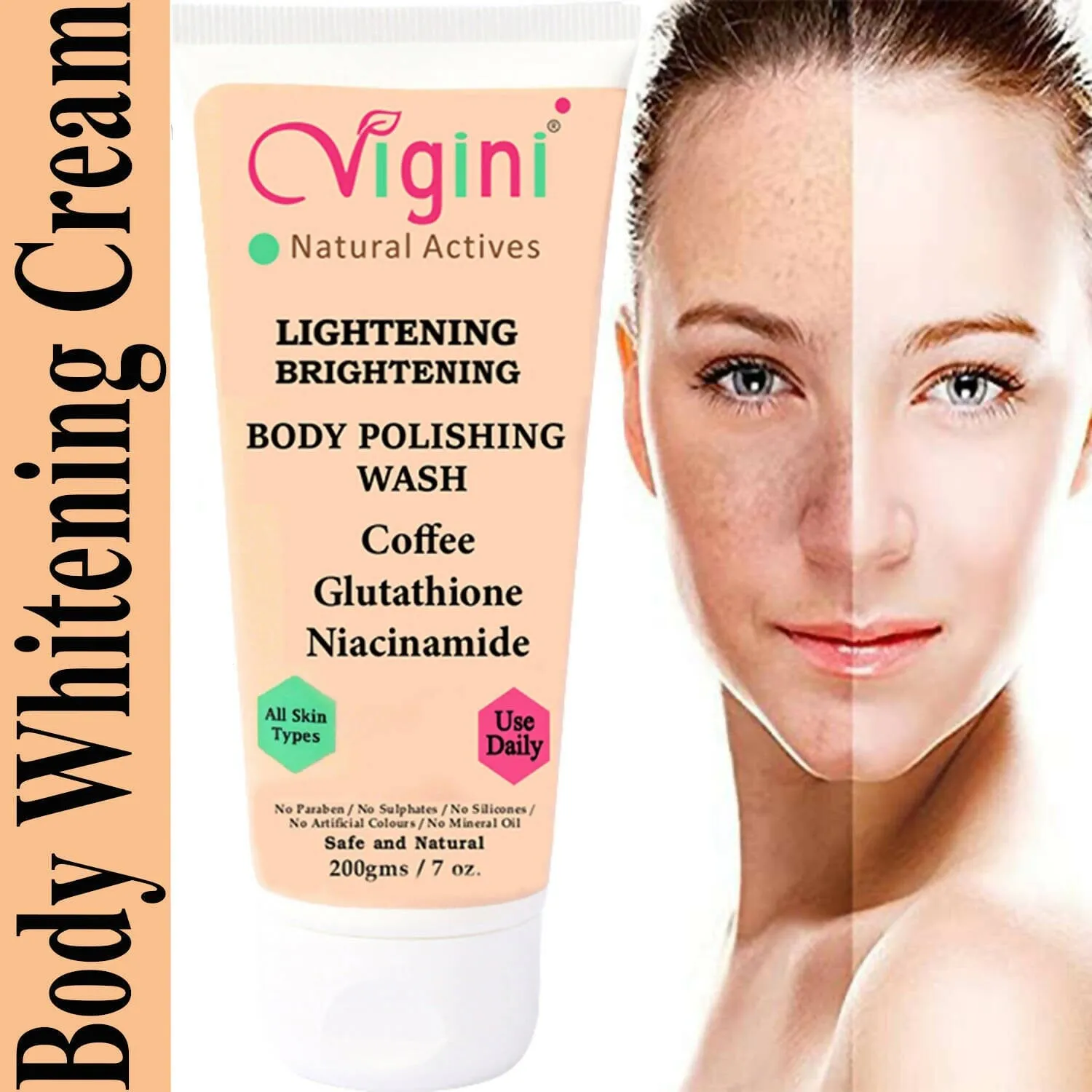 Vigini Natural Skin Whitening Lightening Brightening Fairness Body Polishing Day Night Gel Cream Men Women 100g
