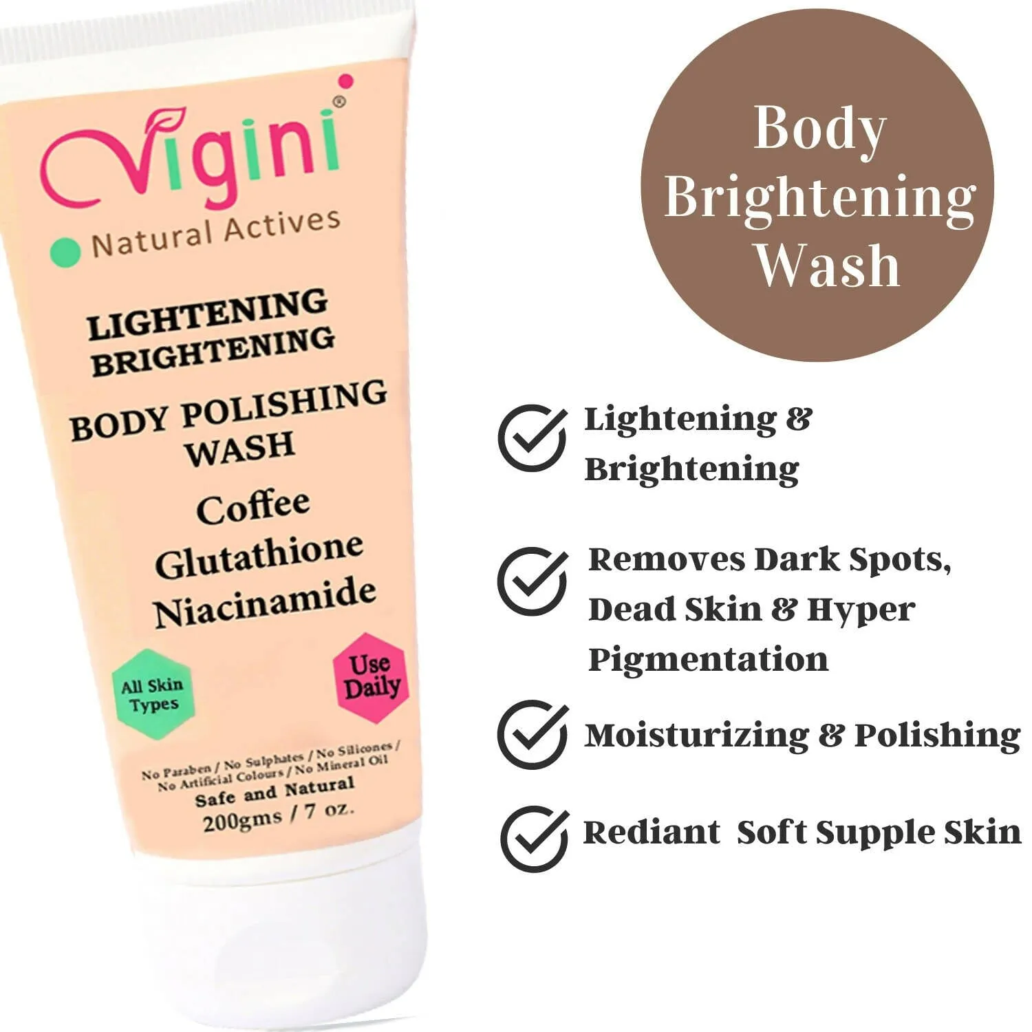 Vigini Natural Skin Whitening Lightening Brightening Fairness Body Polishing Day Night Gel Cream Men Women 100g