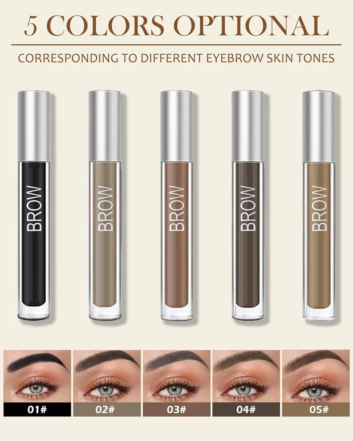 Waterproof Tinted Brow Gel- Brown Tinted Thickening Eyebrow Gel, Brow Fast Sculpt Volumizing Eyebrow Glue, Long-Lasting Transfer-Proof Eyebrow Mascara Makeup, with Brow Razor & Brush (0.106 Oz)-02#